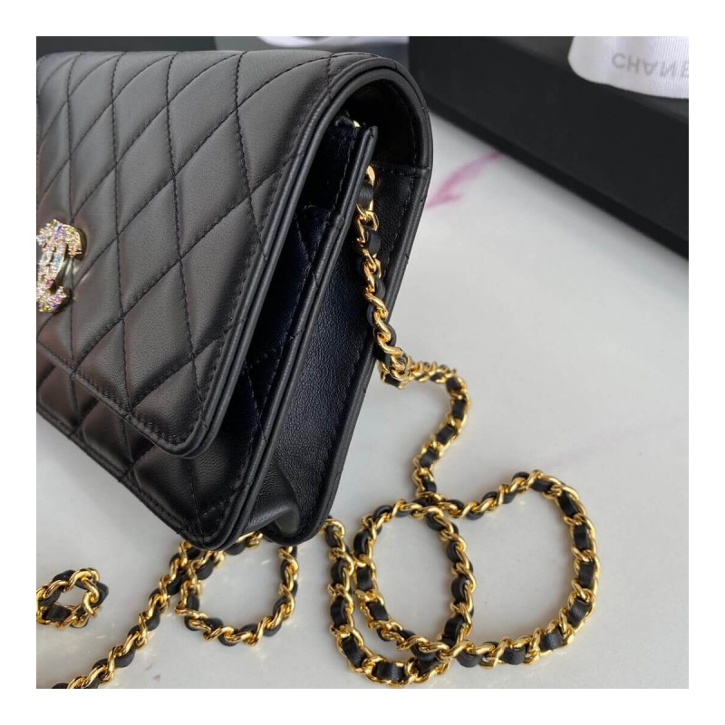 Chanel Zirconium Crystal CC Logo Wallet on Chain AP1943