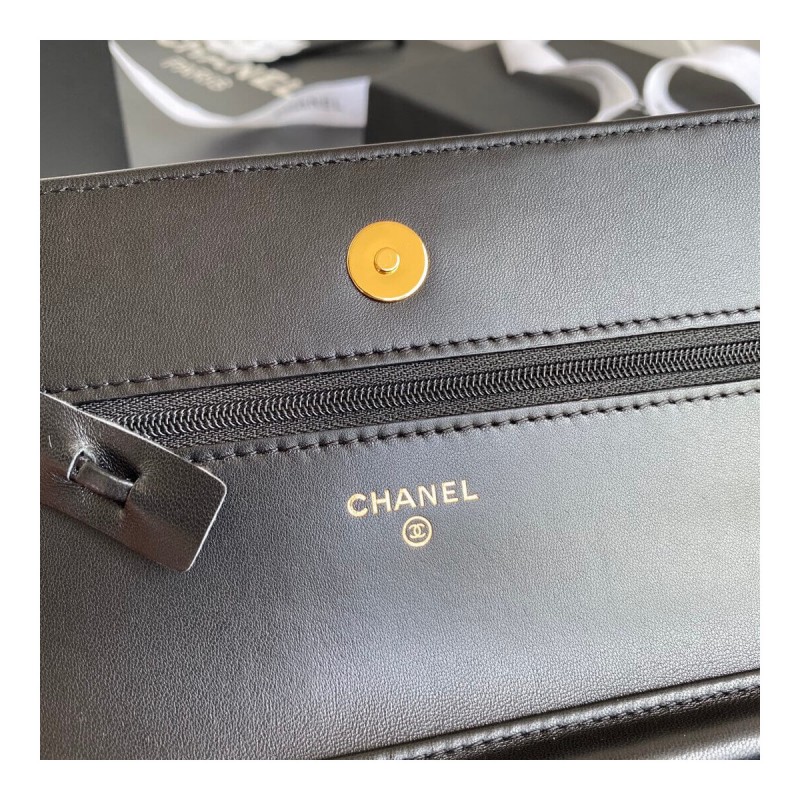 Chanel Zirconium Crystal CC Logo Wallet on Chain AP1943