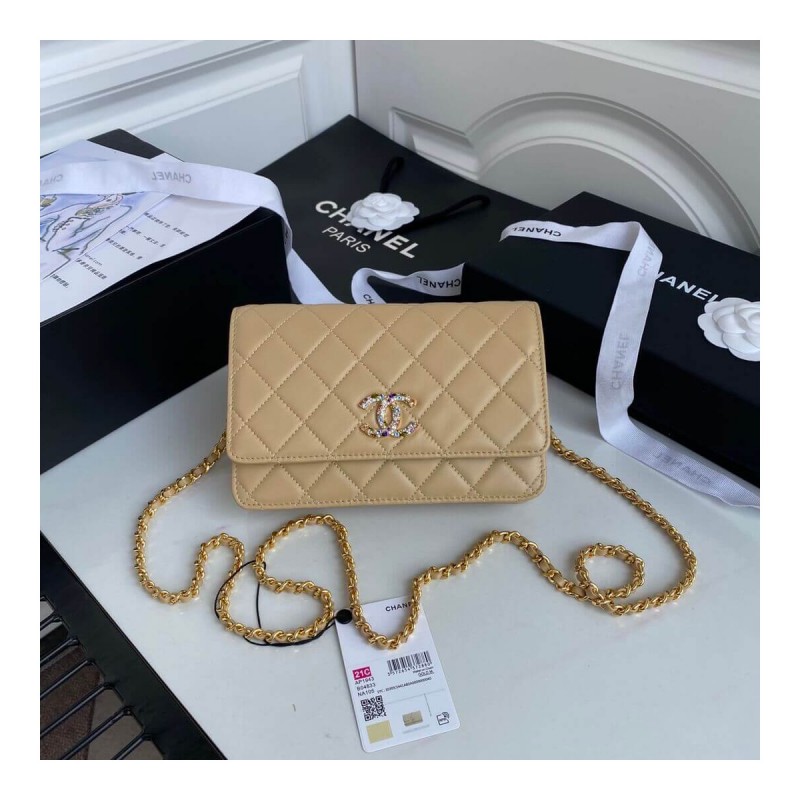 Chanel Zirconium Crystal CC Logo Wallet on Chain AP1943