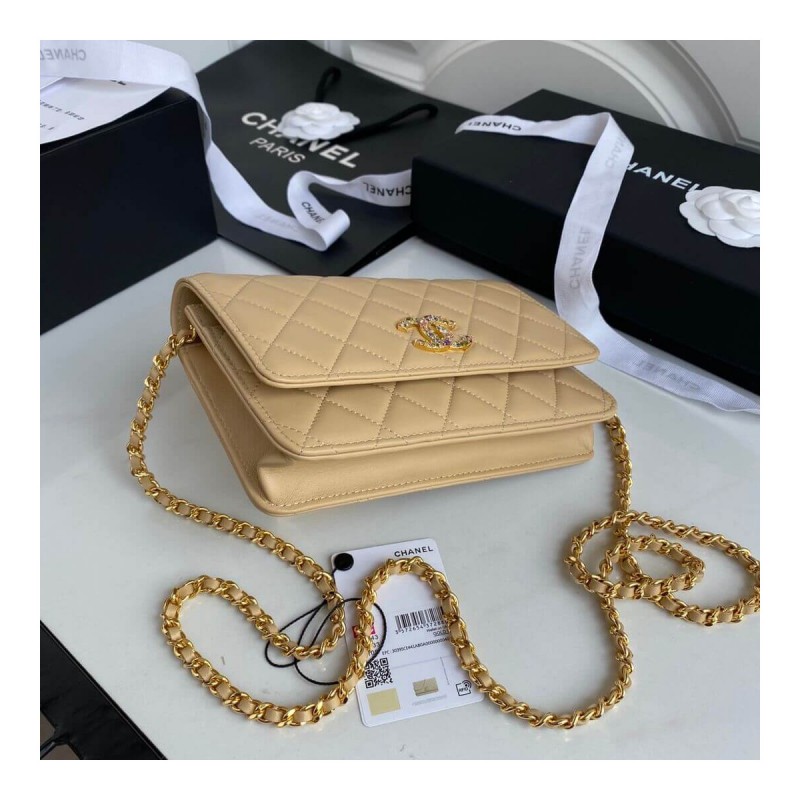 Chanel Zirconium Crystal CC Logo Wallet on Chain AP1943