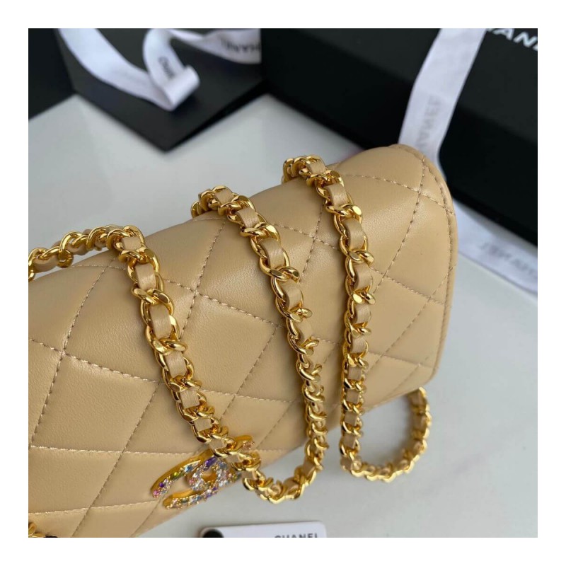 Chanel Zirconium Crystal CC Logo Wallet on Chain AP1943