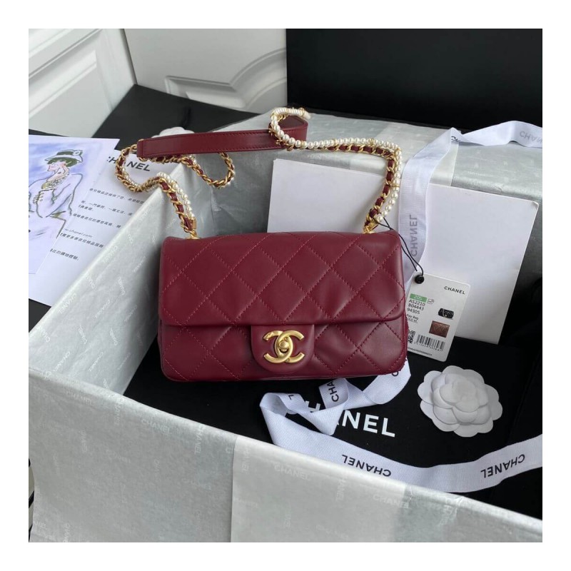 Chanel Crystal Pearls Chain Flap Bag AS2210