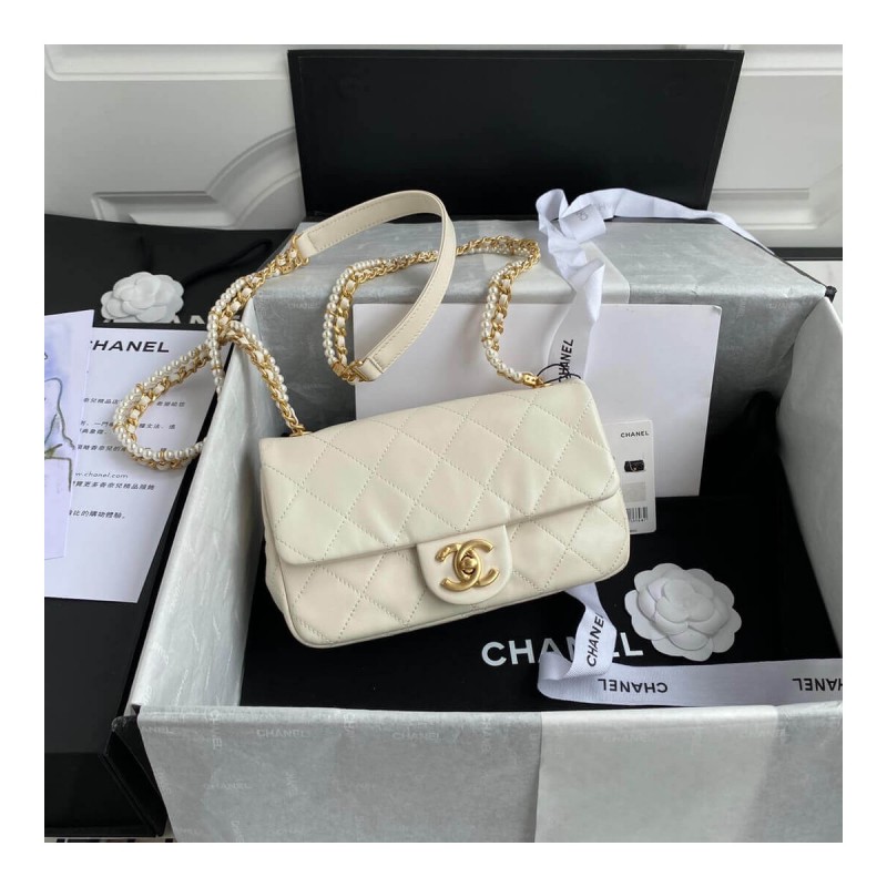 Chanel Crystal Pearls Chain Flap Bag AS2210