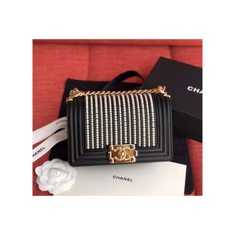 Chanel Imitation Pearls Small Boy Chanel Handbag A67085
