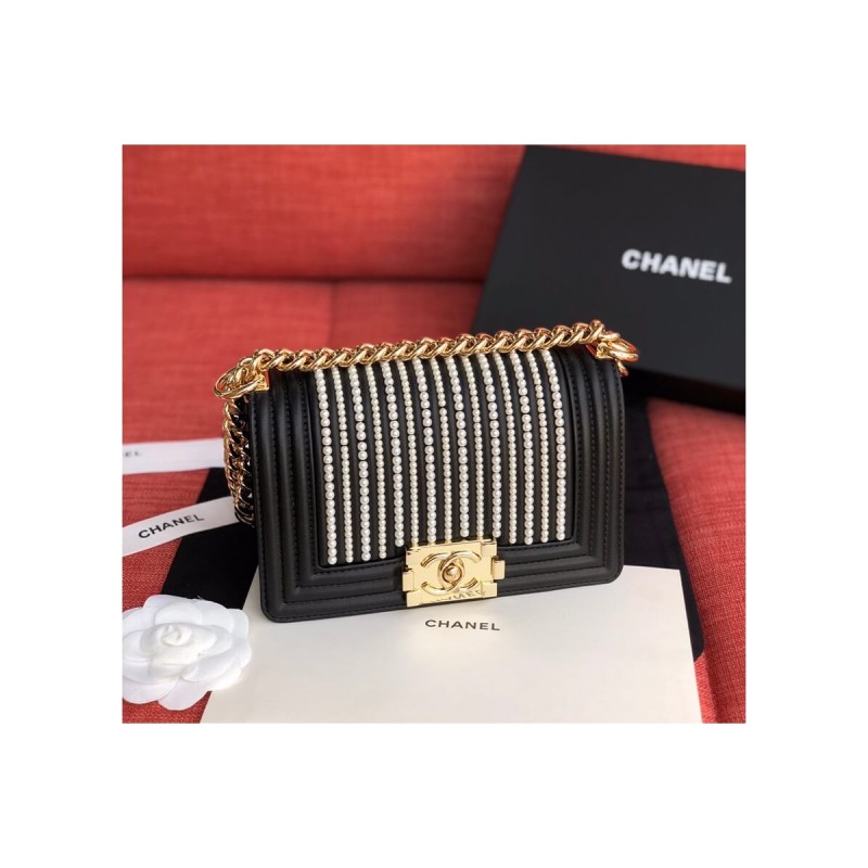Chanel Imitation Pearls Small Boy Chanel Handbag A67085