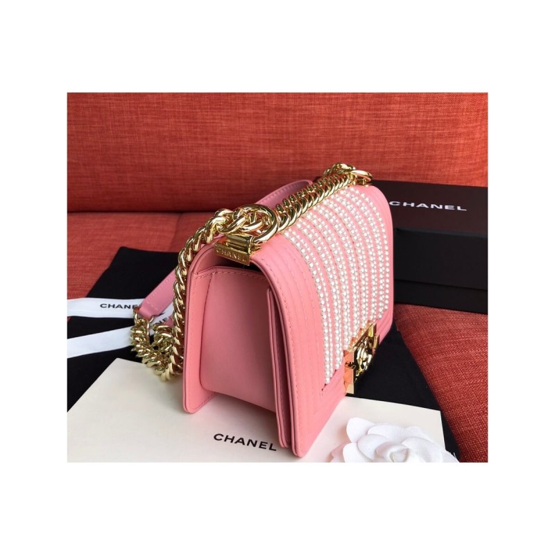 Chanel Imitation Pearls Small Boy Chanel Handbag A67085