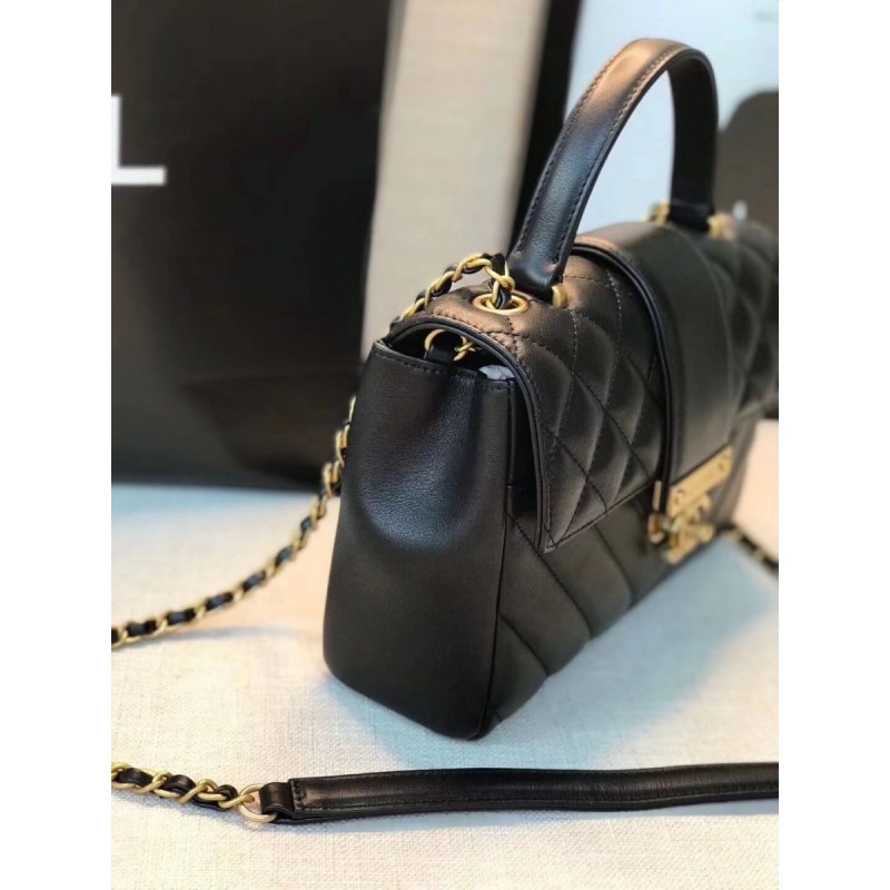 Chanel Calfskin Flap Bag With Top Handle AS0804