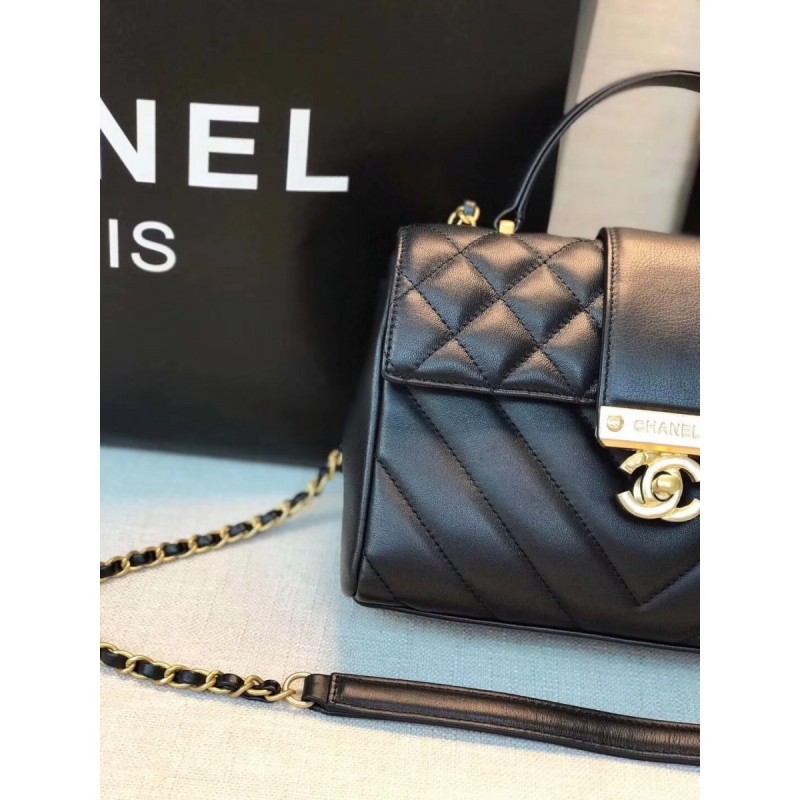 Chanel Calfskin Flap Bag With Top Handle AS0804