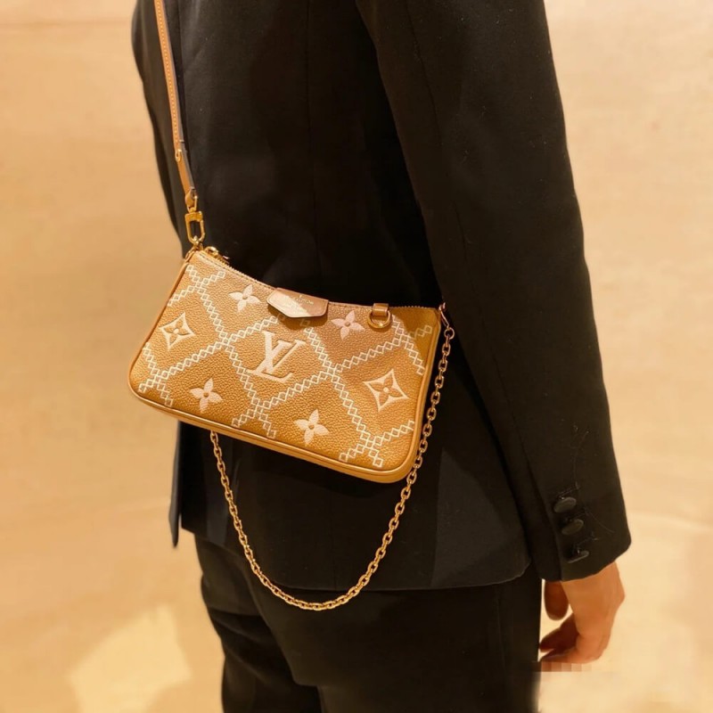 Louis Vuitton Monogram Empreinte Easy Pouch On Strap M81137 Arizona Beige