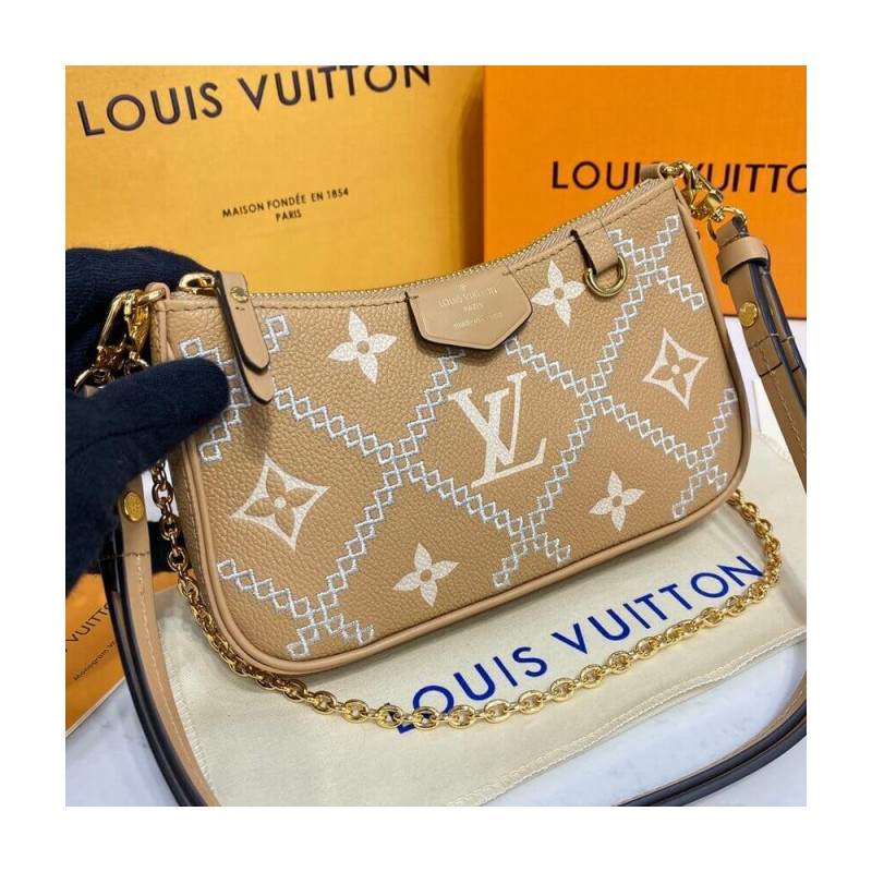 Louis Vuitton Monogram Empreinte Easy Pouch On Strap M81137 Arizona Beige
