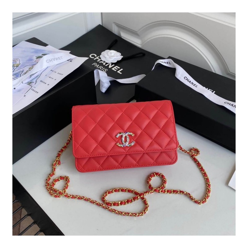 Chanel Zirconium Crystal CC Logo Wallet on Chain AP1943