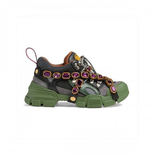 Gucci Flashtrek Sneaker With Removable Crystals 537355 Green