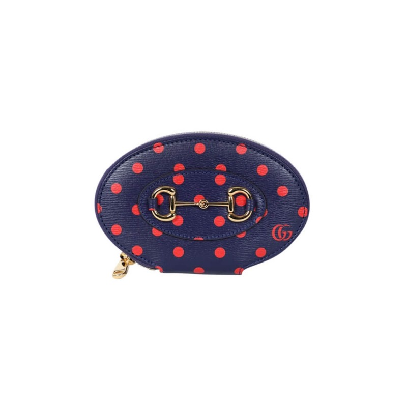 Gucci Navy And Red Polka Dot Coin Case 622040