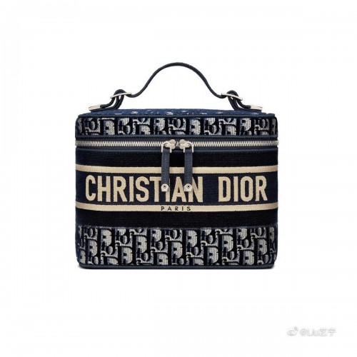 Dior Oblique Embroidered Velvet Diortravel Vanity Case S5480V