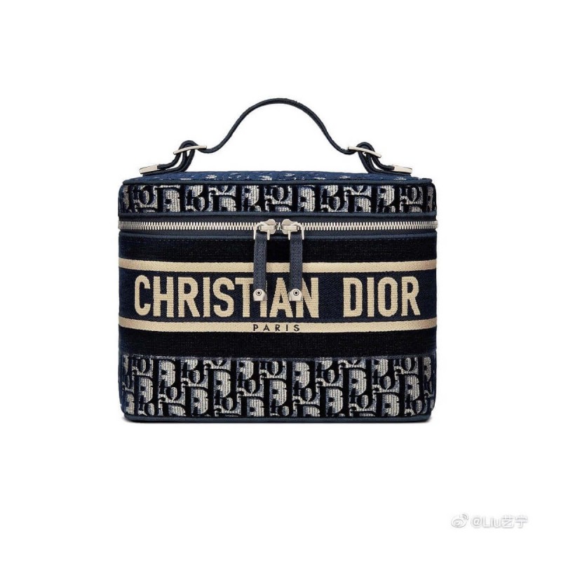 Dior Oblique Embroidered Velvet Diortravel Vanity Case S5480V