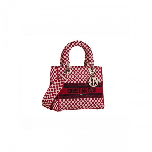 Dior Medium Lady D-Lite Dioramour Bag in Dots Embroidery M0565