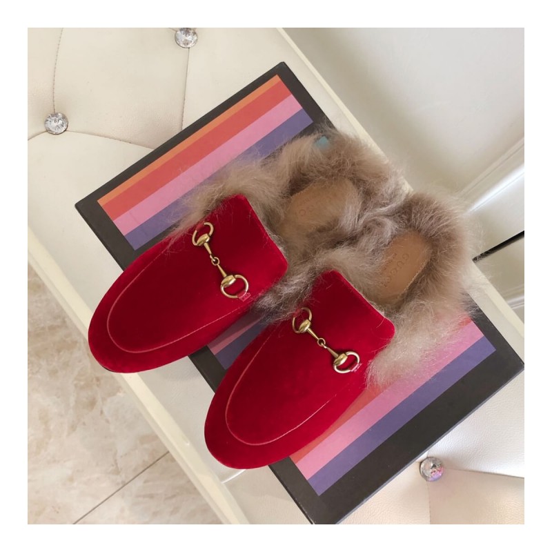Gucci Princetown Velvet Slipper 397749