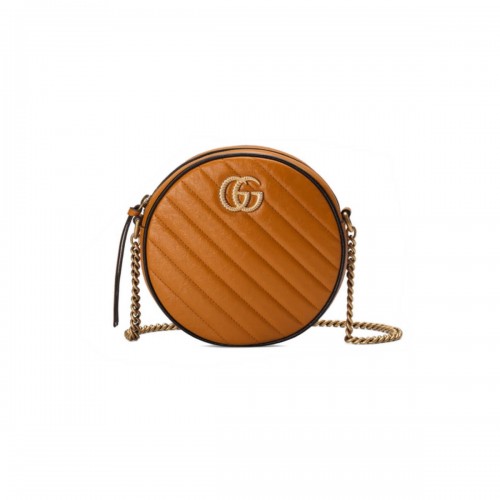 Gucci GG Marmont Mini Round Shoulder Bag 550154 Cognac