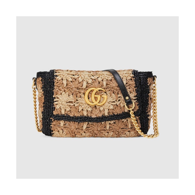 Gucci GG Marmont Raffia Small Shoulder Bag 574433