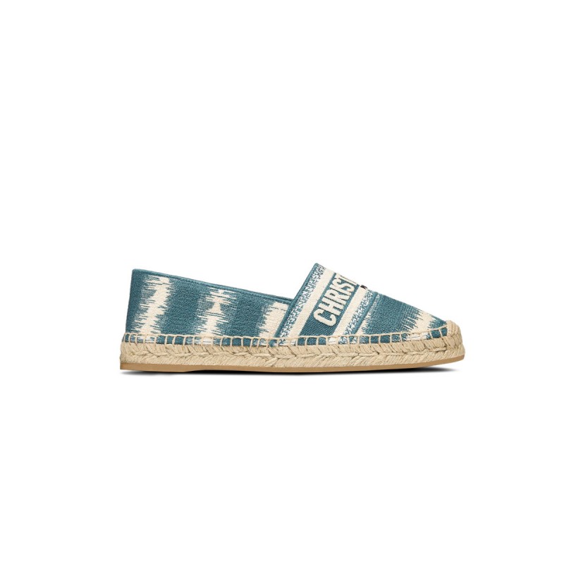 Dior Granville D-Stripes Embroidered Cotton Espadrille B585
