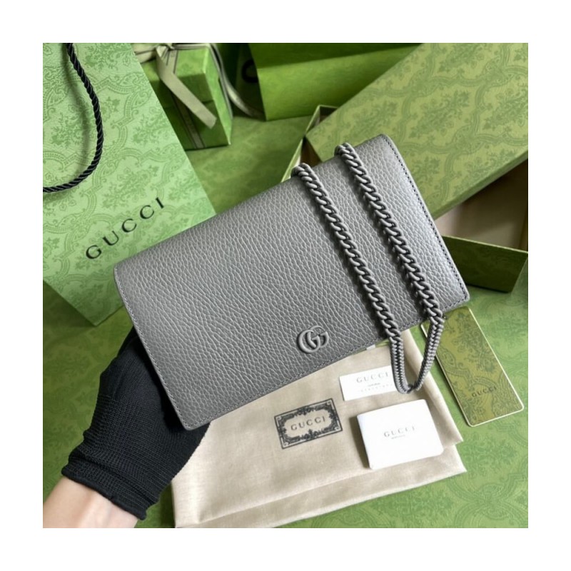 Gucci Textured Leather GG Marmont Mini Chain Bag 497985