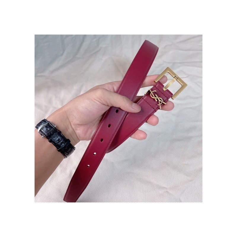 Saint Laurent Monogram Lacquer Leather 3.0cm Belt