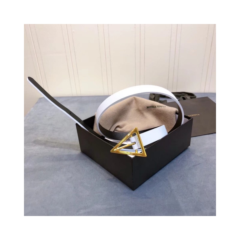 Bottega Veneta Triangle-Buckle 20mm Leather Belt 609275