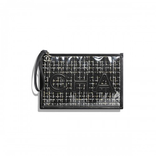 Chanel Large Tweed PVC Logo Pouches AP0360
