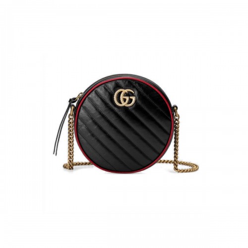 Gucci GG Marmont Mini Round Shoulder Bag 550154 Black