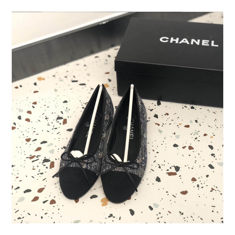 Chanel Classic Bow Flats Ballerinas Tweed G02819