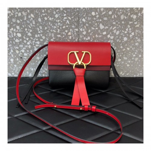 Valentino Garavani Mini Vring Smooth Calfskin And Buffalo Leather Shoulder Bag 0004