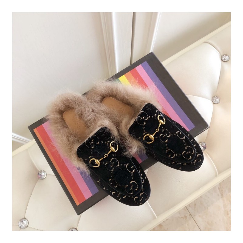 Gucci Princetown GG Velvet Slipper 448657