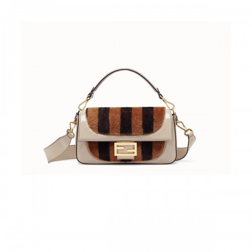 Fendi Patent Leather And Sheepskin Baguette Bag 8BR600