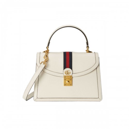 Gucci Ophidia Leather Small Top Handle Bag With Web 651055