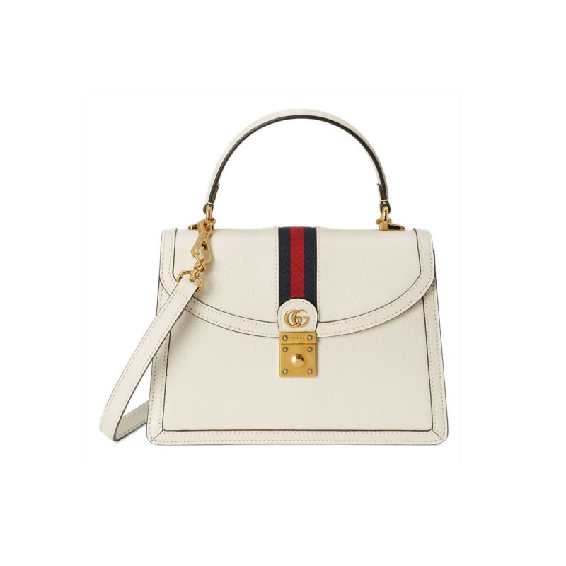 Gucci Ophidia Leather Small Top Handle Bag With Web 651055