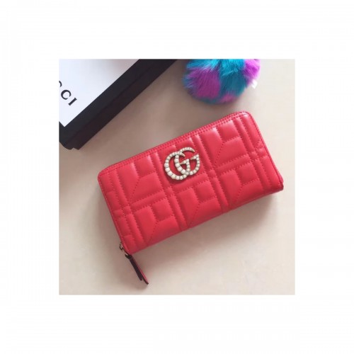 Gucci Pearly GG Marmont Zip Around Wallet 443123