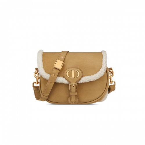 Dior Medium Bobby Bag in Camel-Colored Shearling M9319