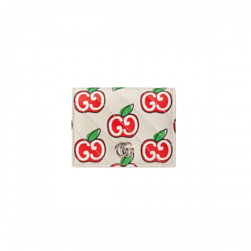 Gucci GG Apple Print GG Marmont Card Case Wallet 466492