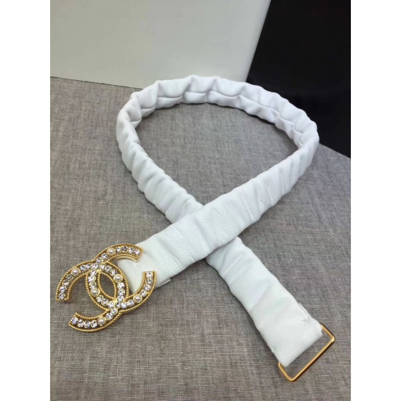 Chanel Lambskin &amp; Gold-Tone Metal Belt 94305