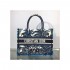 Dior Small Book Tote in Blue Palms Embroidery M1296
