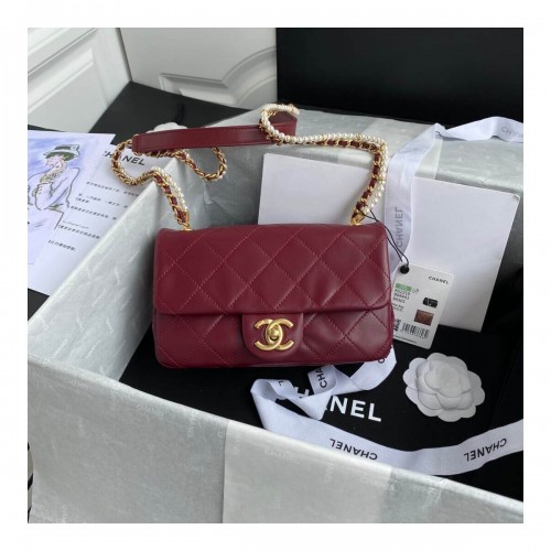Chanel Crystal Pearls Chain Flap Bag AS2210