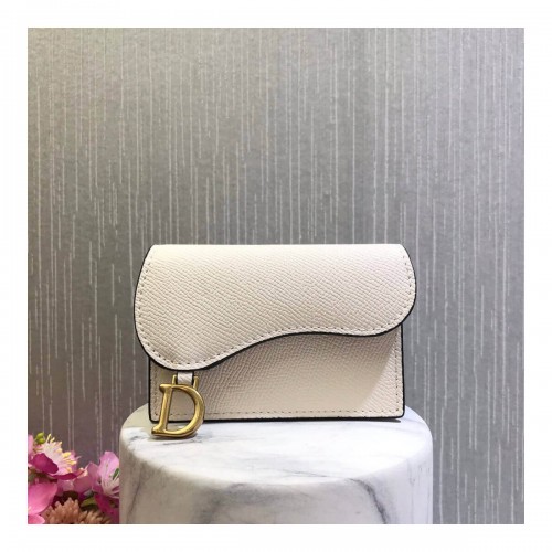 Christian Dior Grained Calfskin Saddle Flap Card Holder S5611