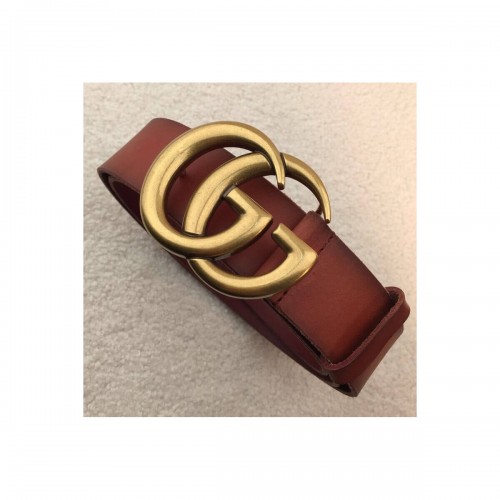 Gucci Leather Belt With Double G Brass Buckle 406831