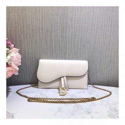 Christian Dior Grained Calfskin Saddle Long Chain Wallet S5614