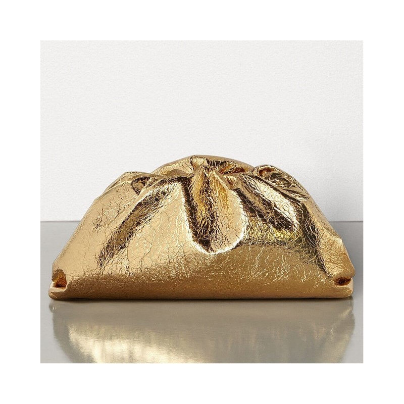 Bottega Veneta The Pouch In Gold Metallic Leather 576227