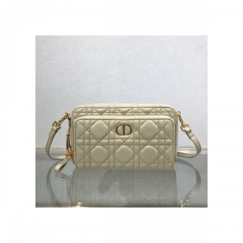 Dior Caro Double Pouch Black Supple Cannage Calfskin M9237