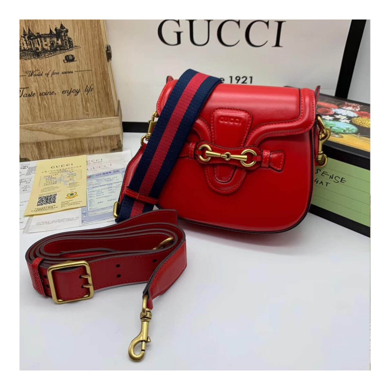 Gucci Lady Web Calfskin Leather Shoulder Bag 384821