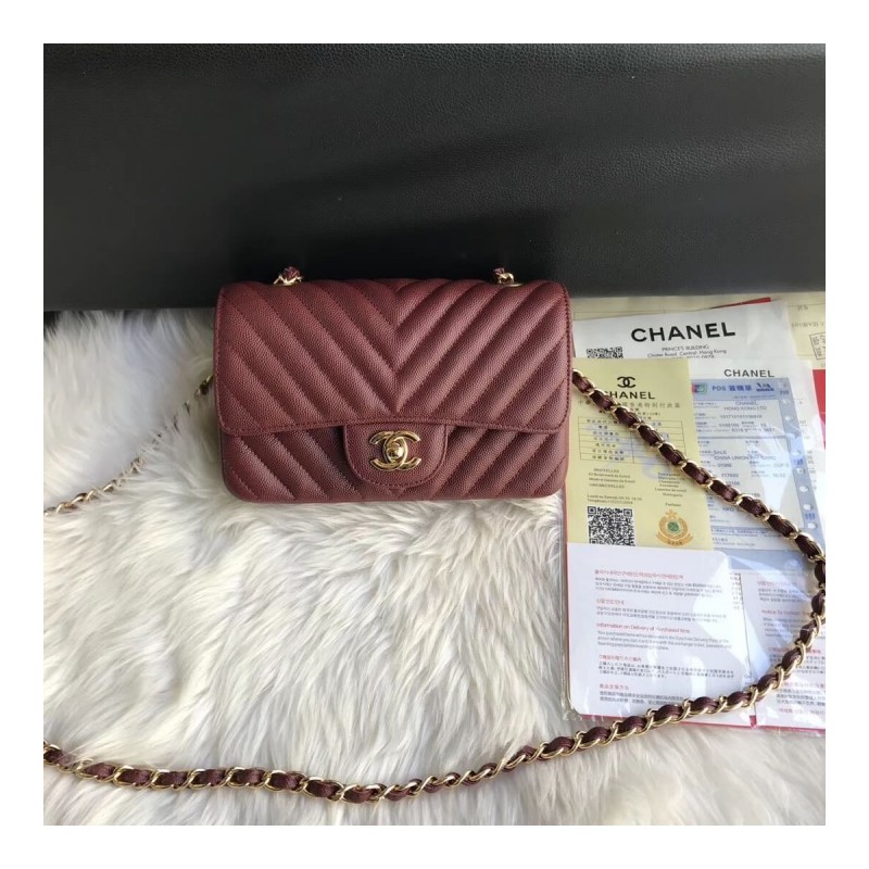 Chanel Chevron Caviar Leathe 20cm Classic Flap Bag 1116