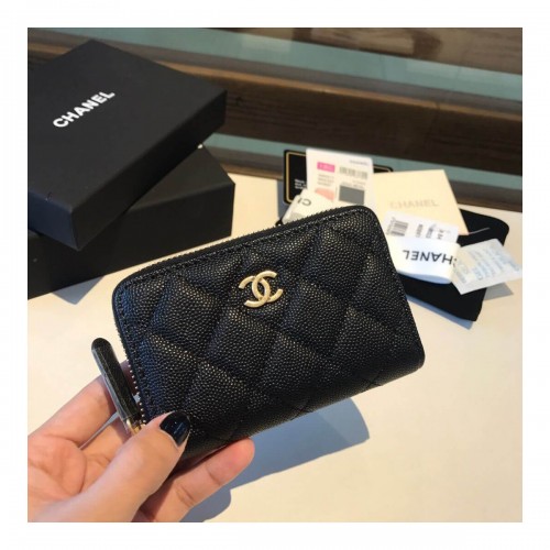 Chanel Grainy Calfskin Classic Zipped Card Holder A84511