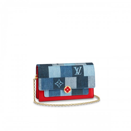 Louis Vuitton Monogram Denim Canvas Flore Chain Wallet M69036